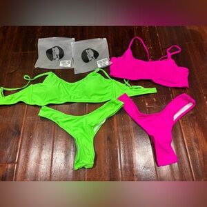 NWT 2 Bikinis. Neon Green and Pink Set, Medium